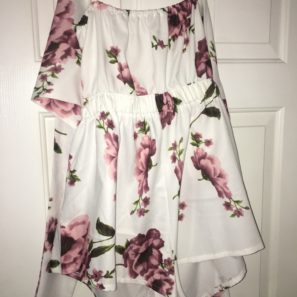 Tie front floral cut out romper